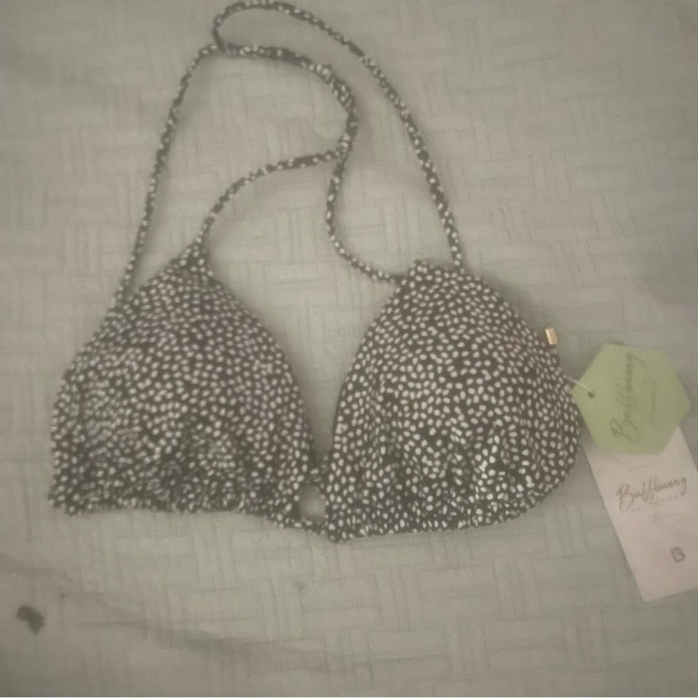 Black and White Polka Dot Bikini Top